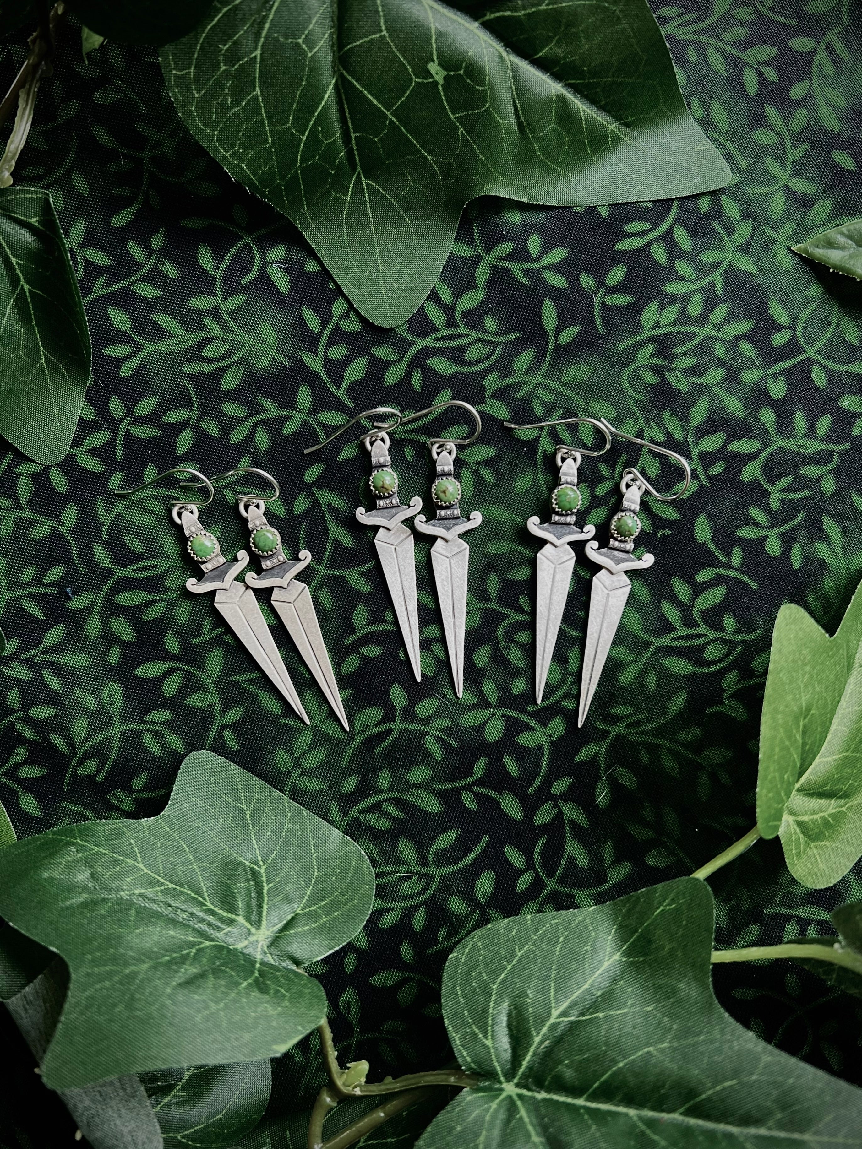 Green Dagger Earrings