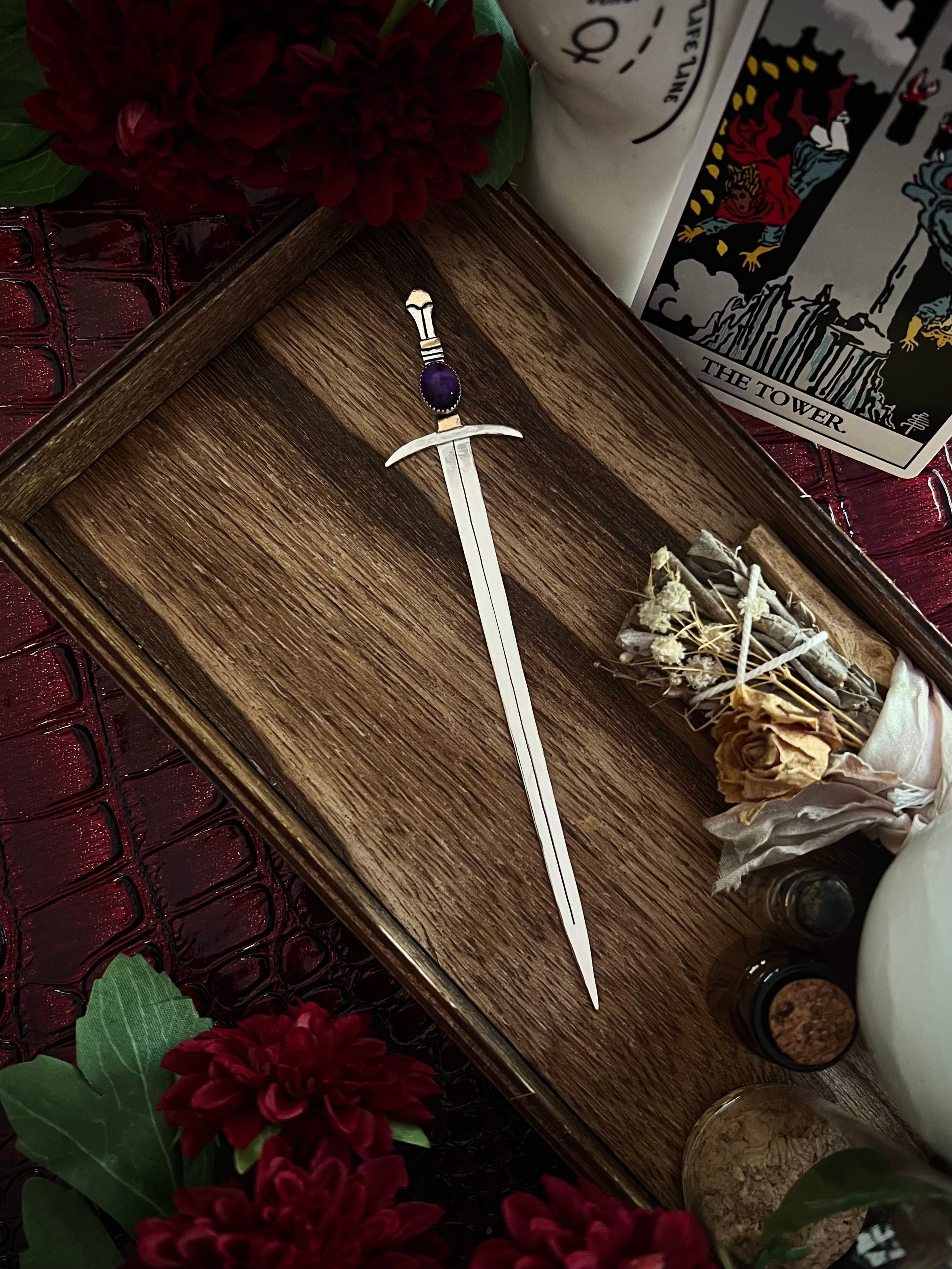 Purple Amethyst Book Sword