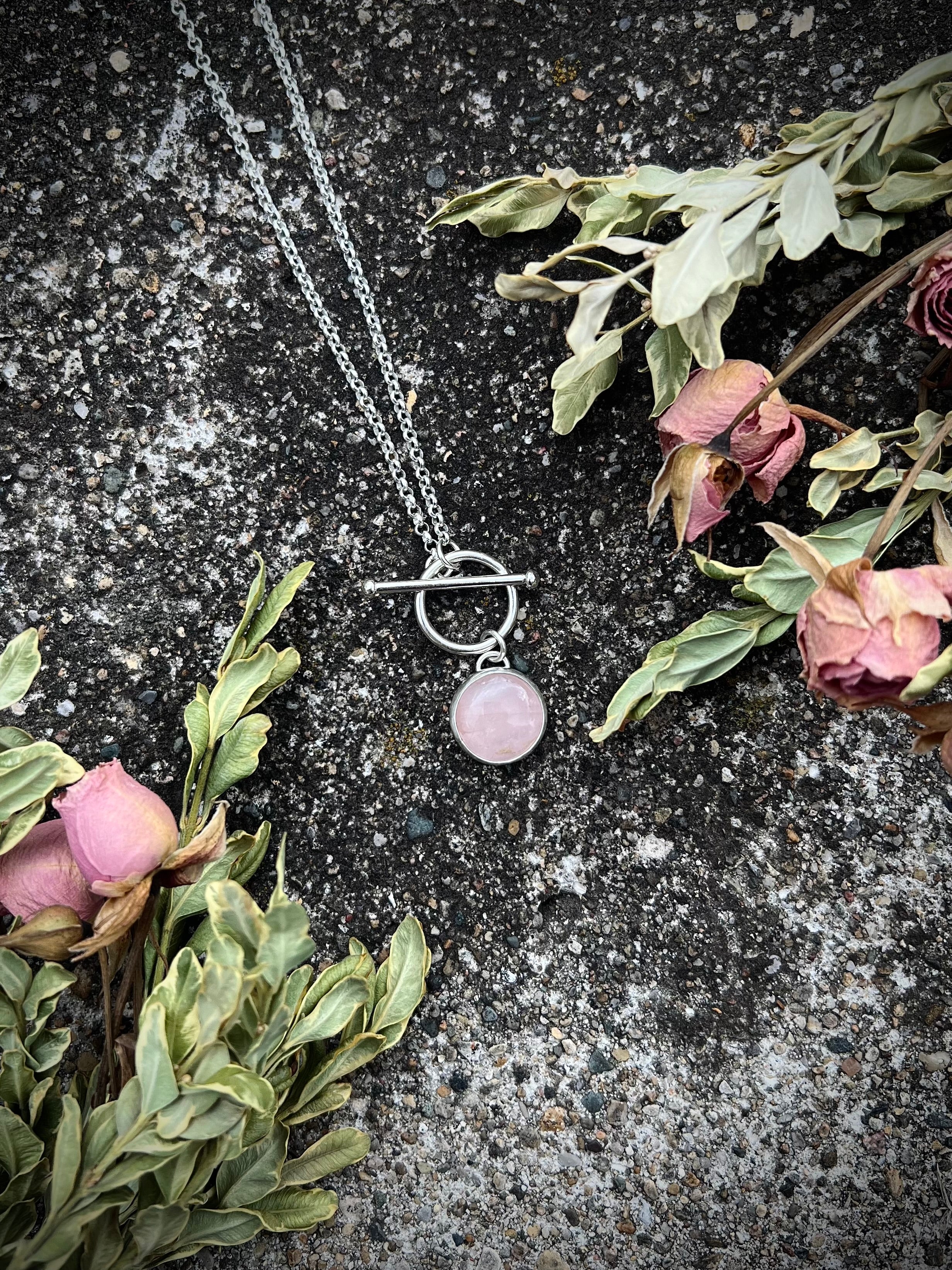 Rose Quartz Toggle Necklace