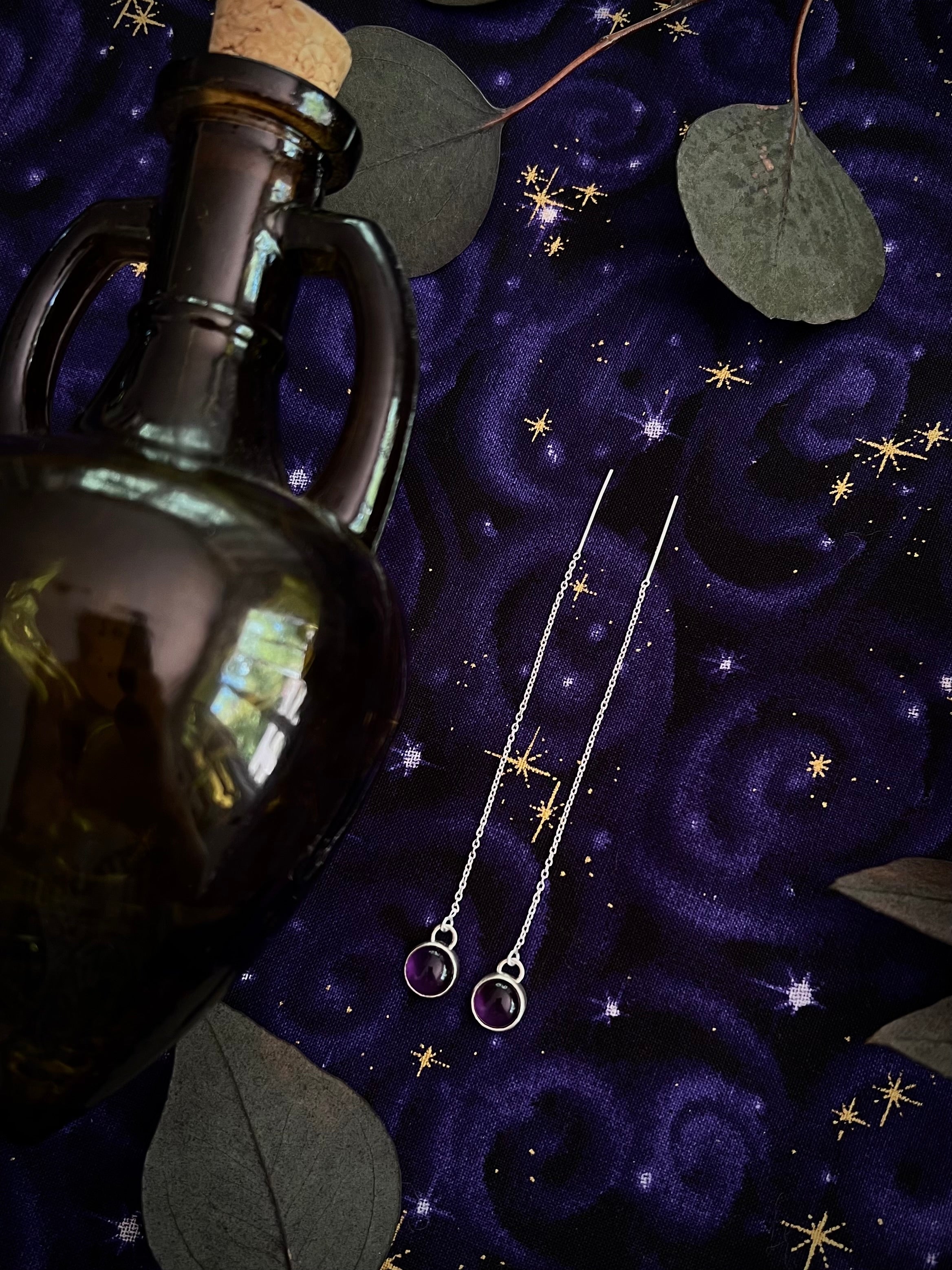 Amethyst Threader Earrings