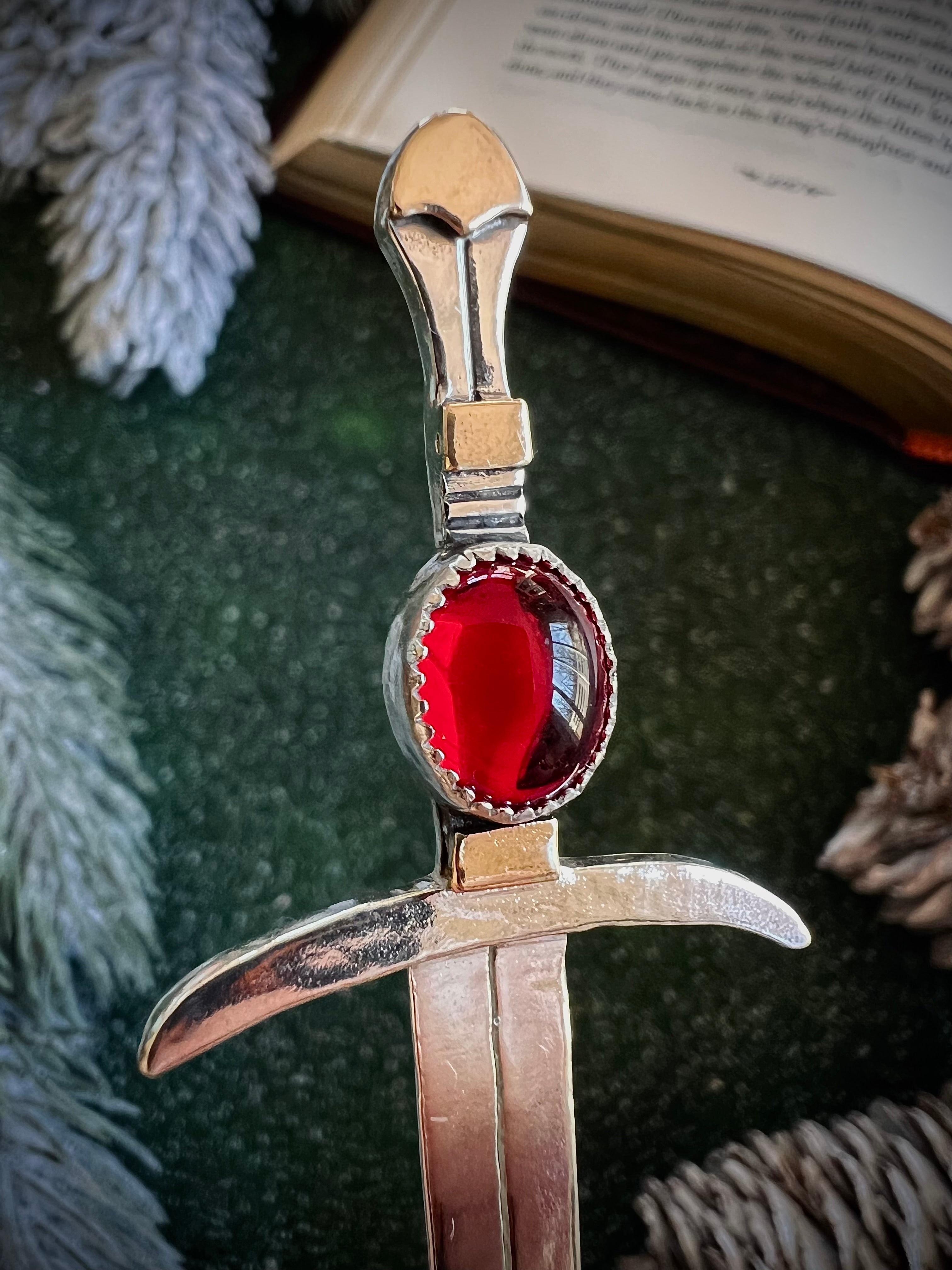 Crimson Czech Glass Book Sword