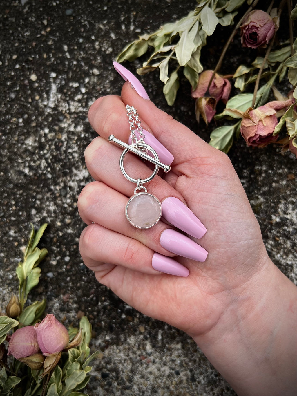 Rose Quartz Toggle Necklace