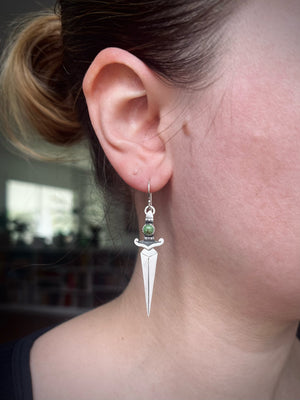 Green Dagger Earrings