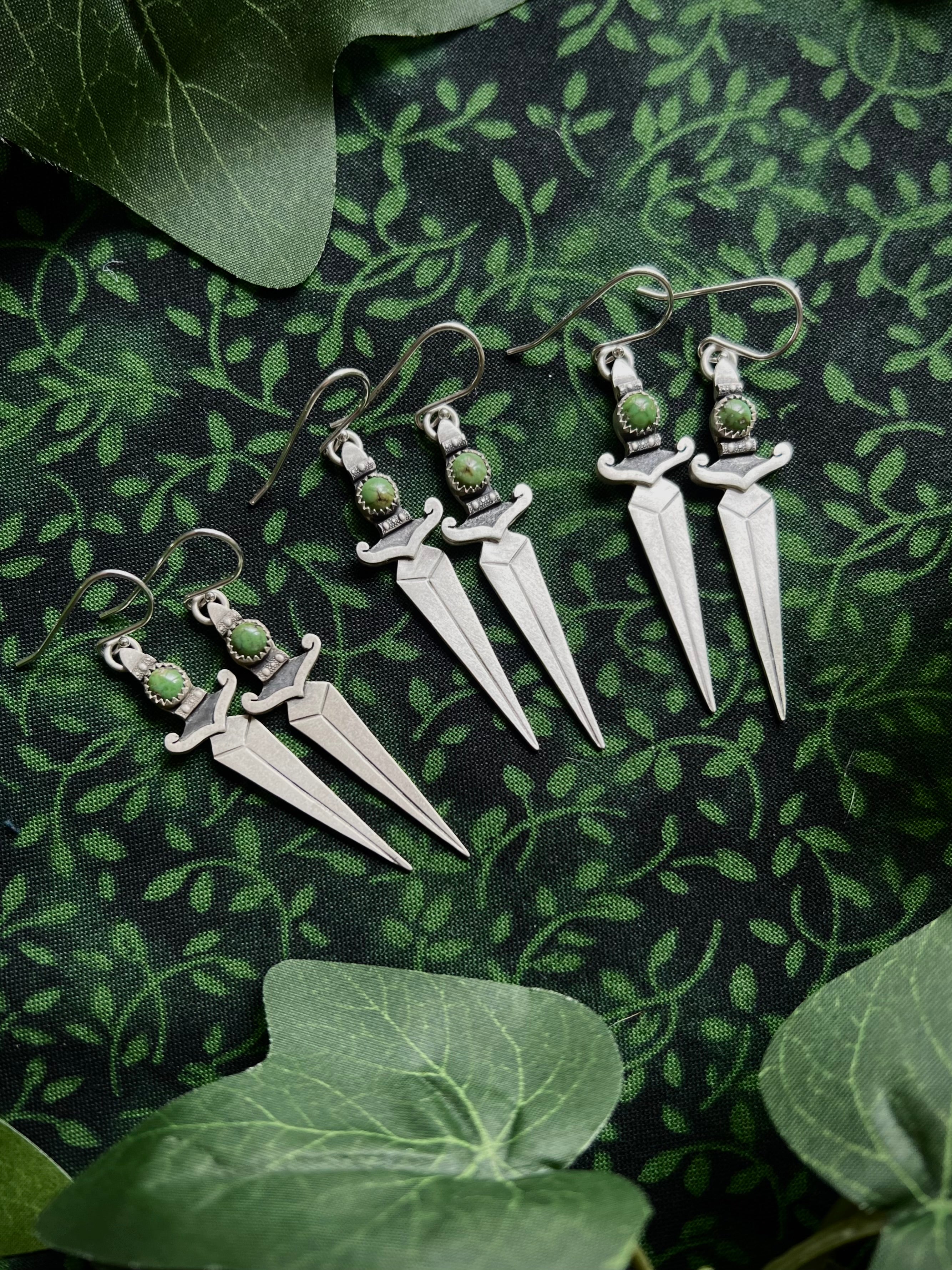 Green Dagger Earrings