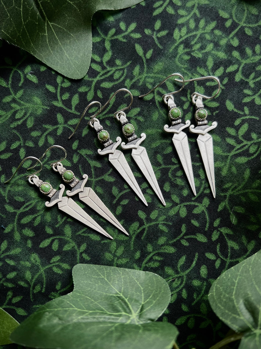 Green top Dagger Earrings