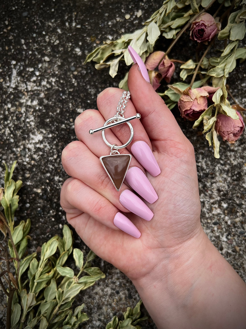 Peach Moonstone Toggle Necklace