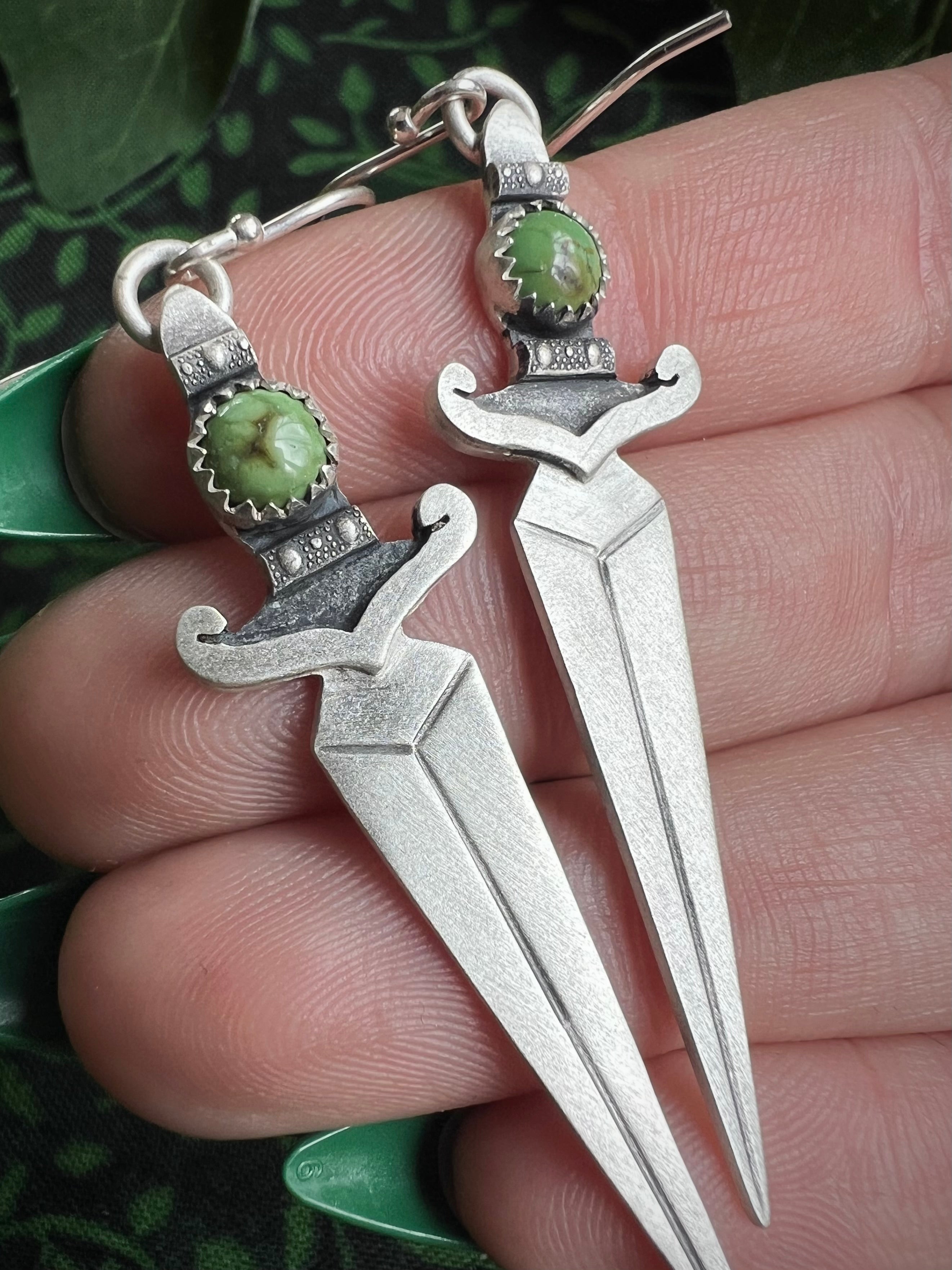 Green Dagger Earrings