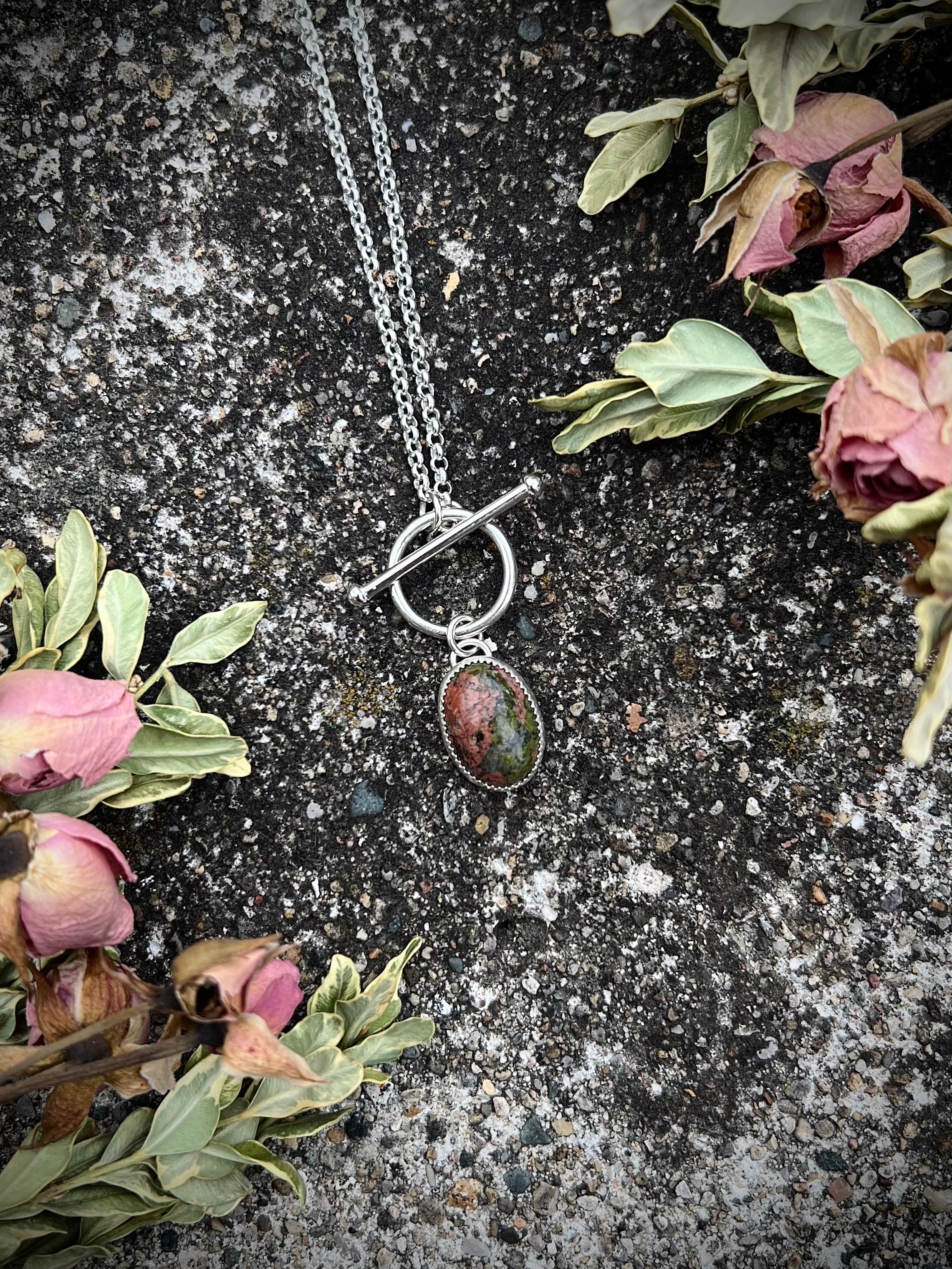 Unakite Toggle Necklace