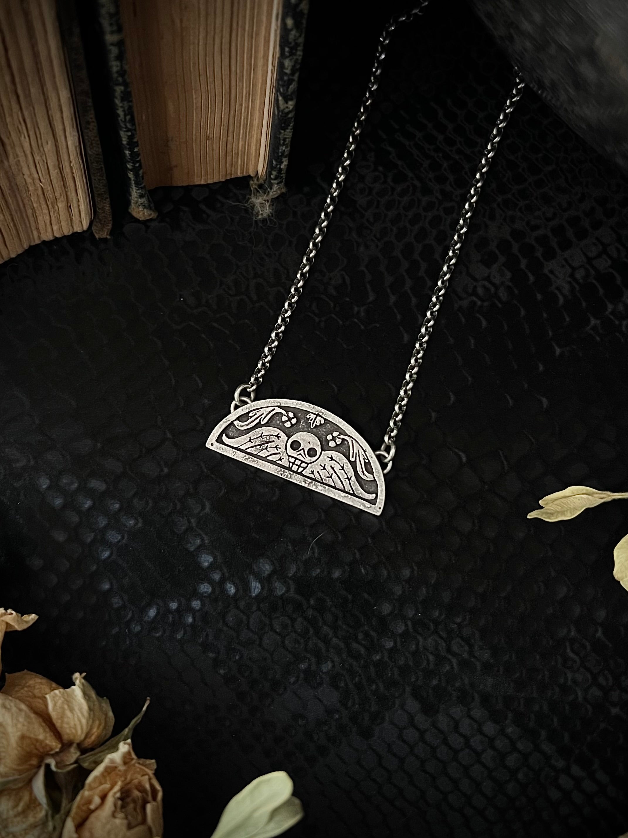 Winged Death Head Necklace