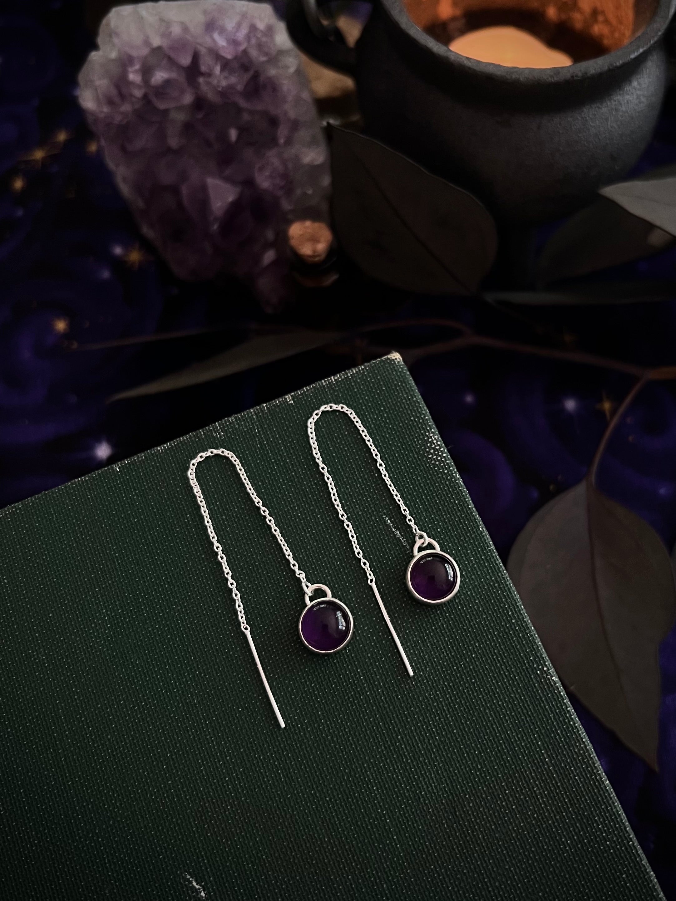 Amethyst Threader Earrings