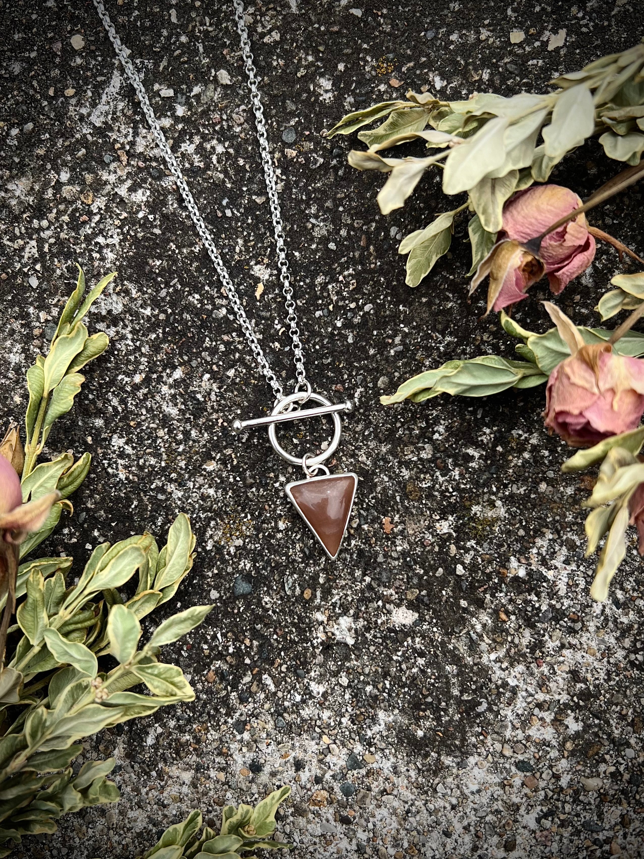 Peach Moonstone Toggle Necklace