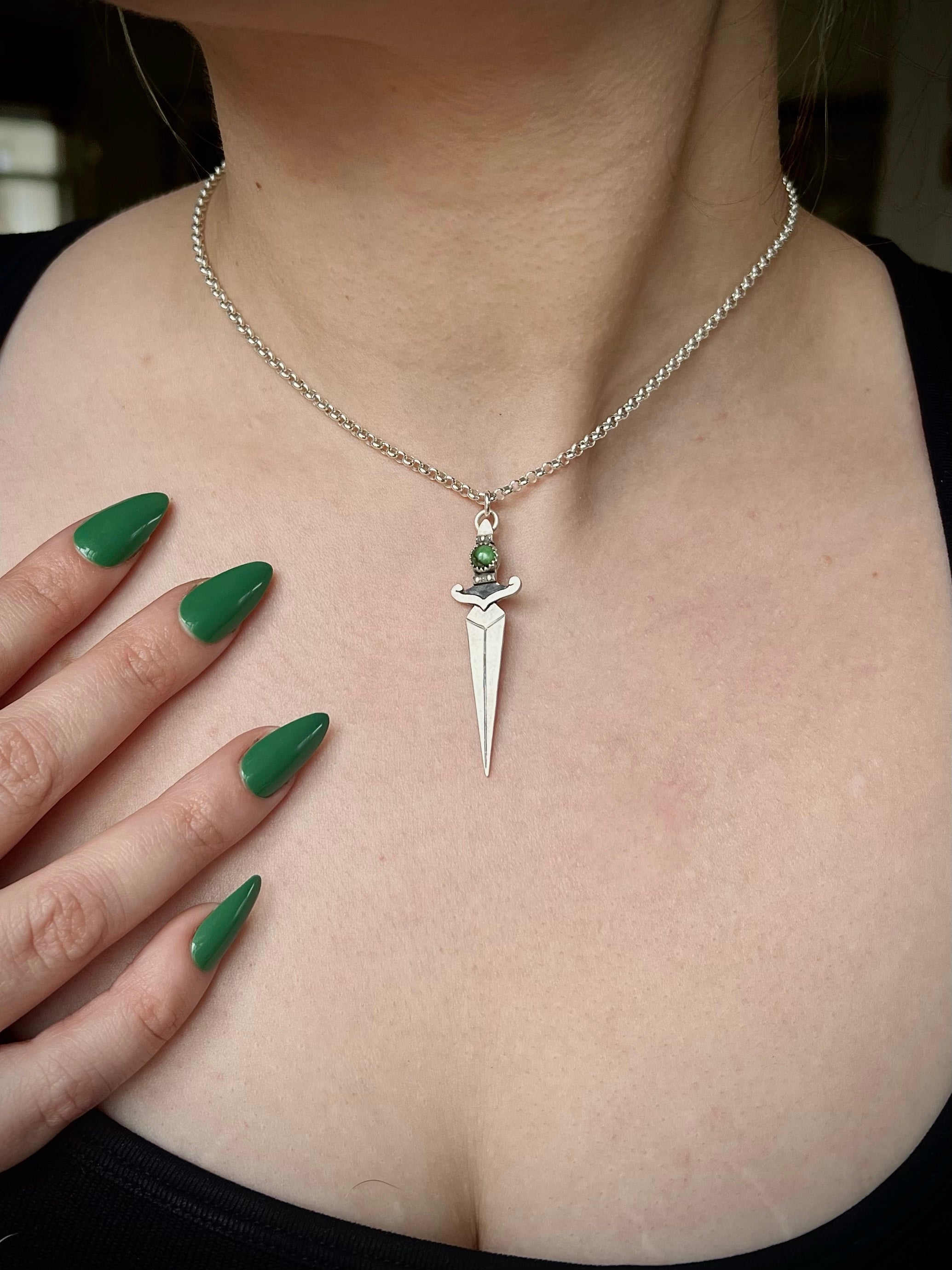 Green Dagger Necklace